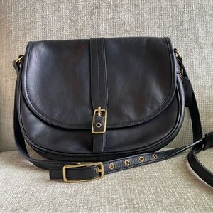Vtg Coach Saddle Bag Black Leather Crossbody Legacy West #9824